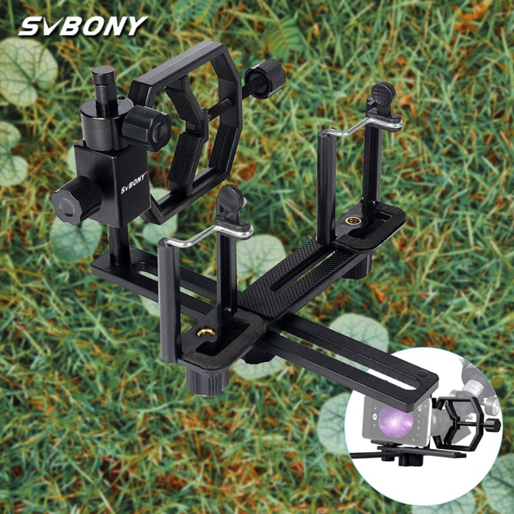 SVBONY SV180 Черная модернизированная версия, многофункциональная камера и держатель для мобильного телефона с двойной точной настройкой. Совместимые окуляры: Диаметр от 31,7 до 60 мм